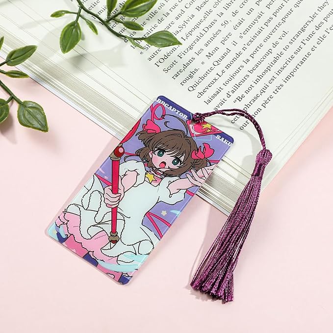 Anime Magic Cards Captor Sakura Bookmarks Set - Sweet Cartoon Cute Book Marks for Reading Women Men Anime Fans, Book Accessories Collection Decor Hangings Gifts (Acrylic Style 9)