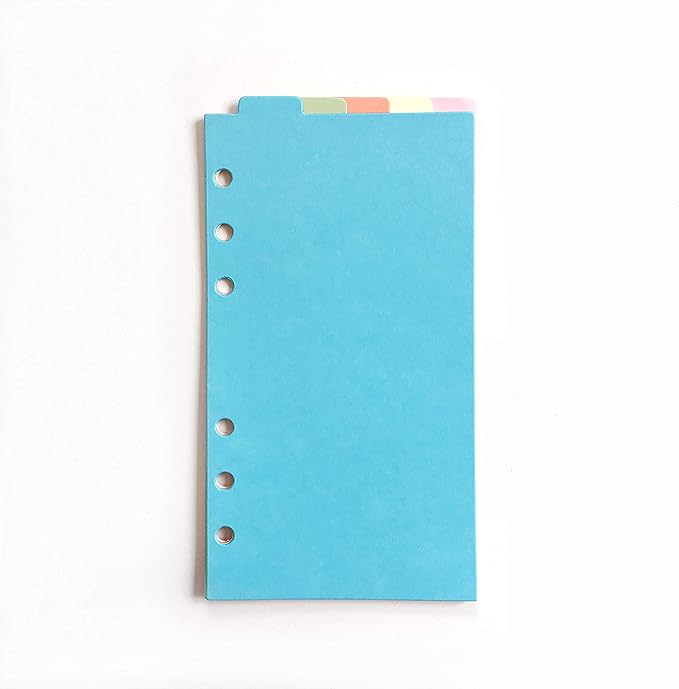 Index Tabs for A5/A6 6-Holes Cover Round Ring View Binder File Folder Loose Leaf Sheet Protectors Binder Cover Protector (Divider Vertical Colored Paper, A6/17cm*10cm/6 Inch)