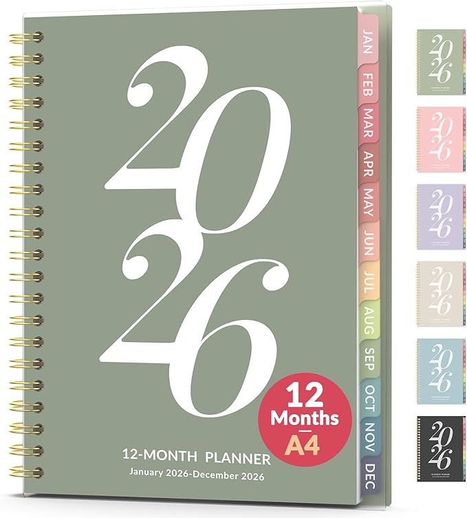 Forvencer 2026 Planner Weekly and Monthly, Jan - Dec 2026, 8.5” x 11”, Large Agenda Planner for Women, Aesthetic Calendar Planner with Spiral Bound, Month Tab, Flexible Cover for School Office, Green