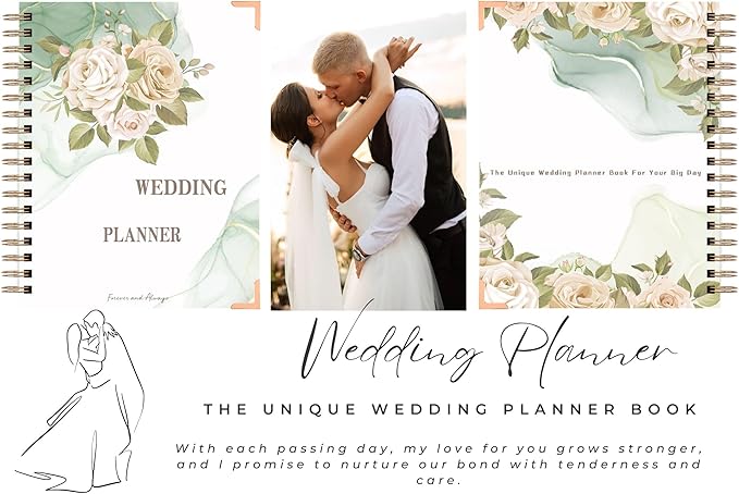 Wedding Planner - Wedding Planner Book and Organizer for the Bride, Wedding Planner Book Unique Engagement Gift for Newly Engaged Couples - Hardcover Bridal Planning Wedding Notebook 11" x 9"