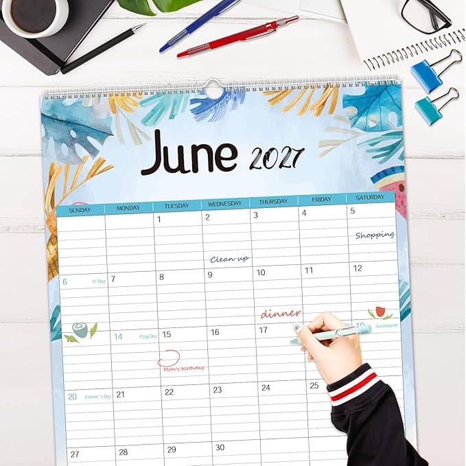 Guasslee 2026 Large Wall Calendar,20"x 30" Vertical Jumbo Hanging Wall Planner,19 Monthly Calendar from Jun. 2026 to Dec. 2027 with Lines,Spiral Binding and Notes for Easy Organizing