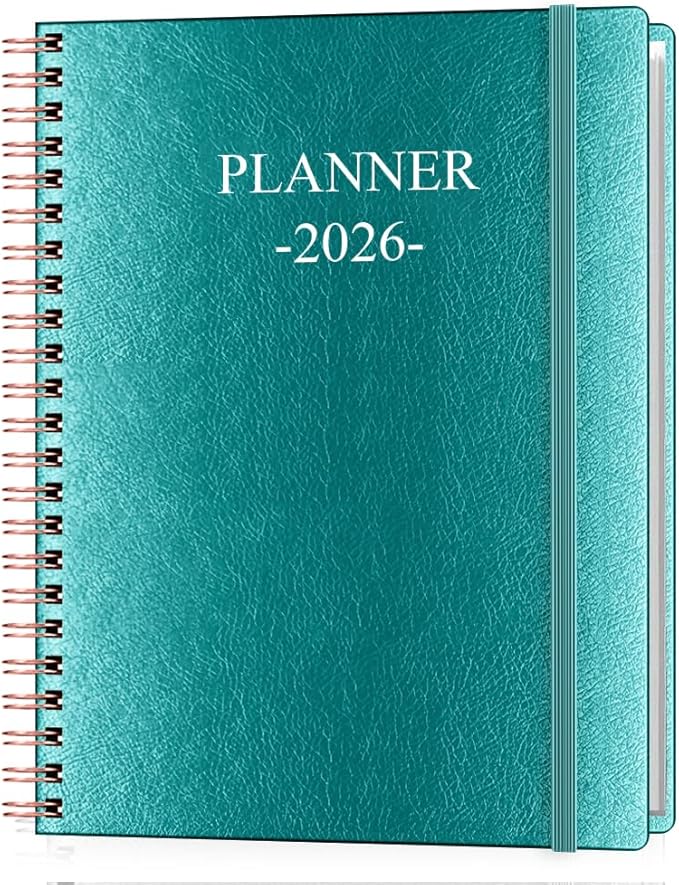 Planner 2026 - Weekly & Monthly Planner Runs from January 2026 to December 2026, 8.5 x 11", 12 Month Tabs, Inner Pocket, PU Leather Cover with Twin-Wire Binding, Monthly Planners 2026, Teal
