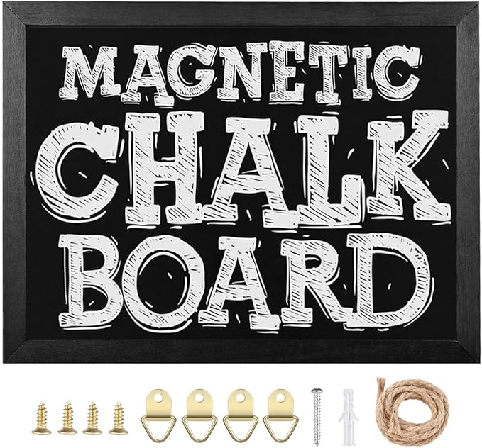TORASO Chalkboard, Wood Frame Magnetic Chalkboard Sign, Black Wood Framed Chalk Board for Wedding, Kitchen, Bar, Restaurant, Menu & Home Decor, Hanging Chalkboards, 11.8" x 15.7"(BK-3040)