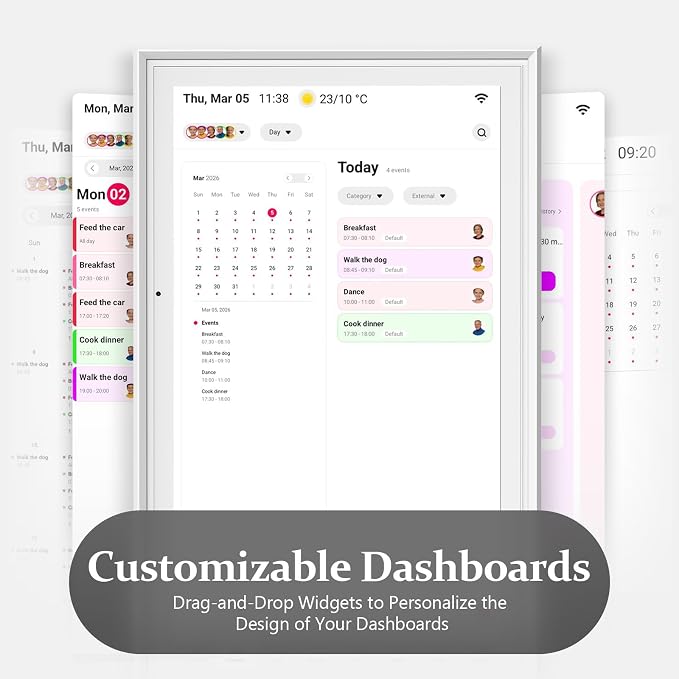15.6" Digital Calendar, Planner Electronic Calendar & Chore Chart, Touchscreen Interactive Electronic Organizer for Monthly, Weekly & Daily Agenda, Chore Chart, Digital Photo Display, Wall & Desk Mountable