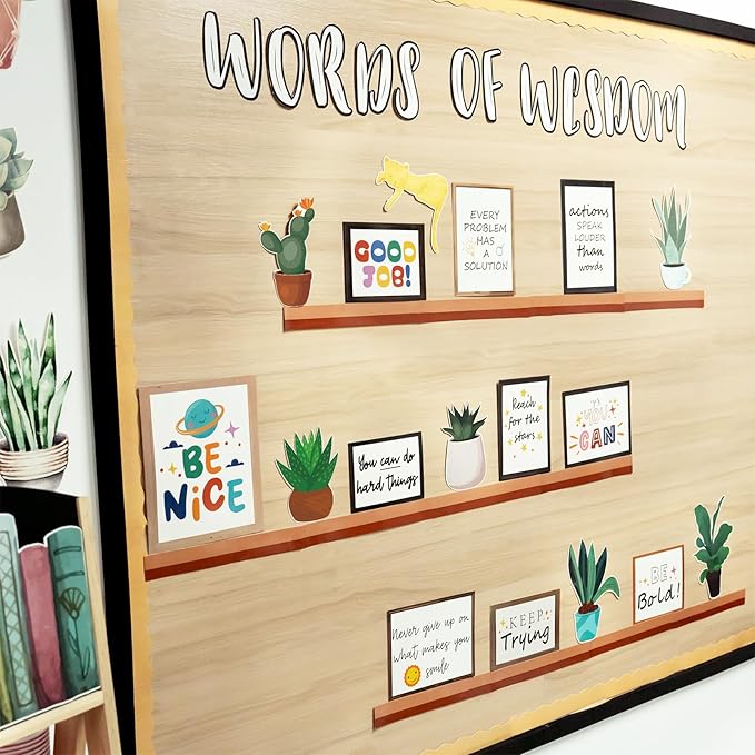 VABAMNA Bulletin Board Decorations for Classroom, 74Pcs Greenery Positive Affirmation Motivational Cutouts Classroom Must Haves for Teacher School Library Welcome Back to School Door Wall Decor