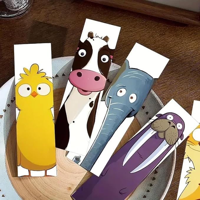 60PCS Funny Animal Bookmarks for Kids - Creative Unique Cartoon Page Holders,Gifts for Book Lovers, Students,Readers on Birthday/School Rewards/Library Reading,4th of July Gift