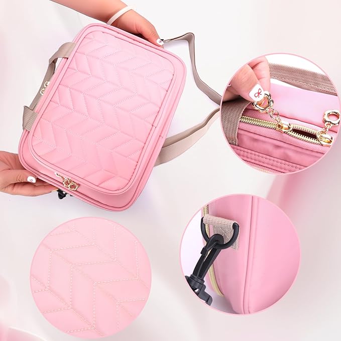 Eternatastic Bible Cover Case for Women, Large Bible Bag with Shoulder Strap,Bible Study Ideal Christian Gifts for Women,Pink