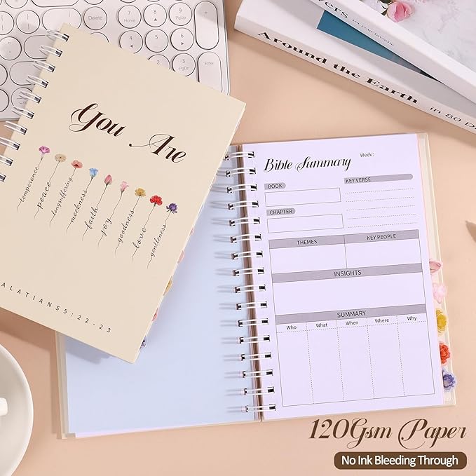 Galatians 5:22-23 Christian Prayer Planner, Weekly Devotional Journal with Bible Study Sections, Hardcover Coil Bound for Spiritual Growth, 54 Weekly Prayer & 53 Bible Summary & Scrapbook & Stickers