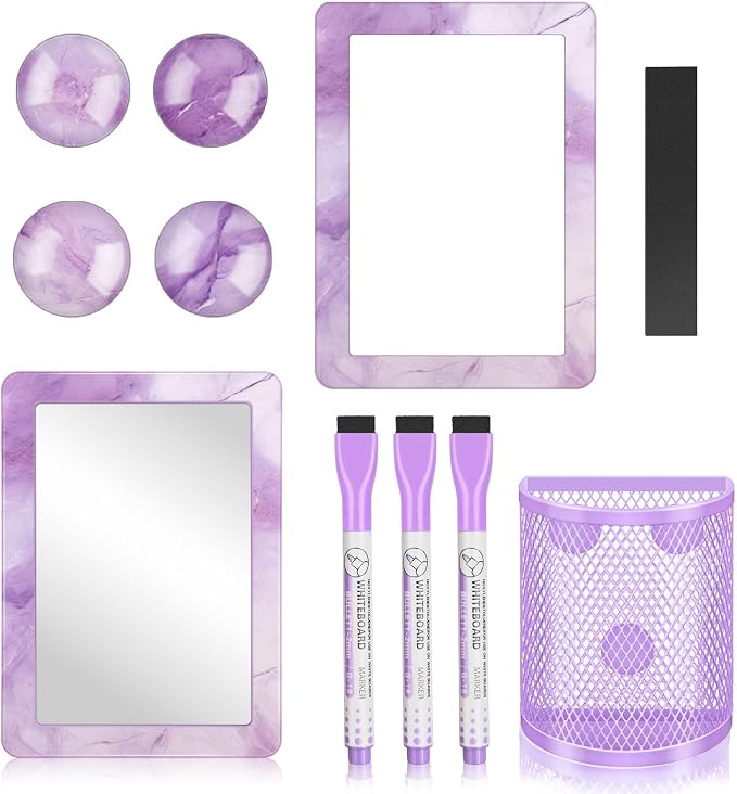 Denylo pro Purple Magnetic Locker Marble Theme Accessories Kit Include Back to School Essentials for Back to School Decorations Office Supplies