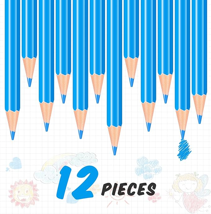 Chinco 12 Pieces HB Erasable Pencils Pre Sharpened Wooden Pencils with Eraser Correcting for Writing Drawing and Checking(Blue)