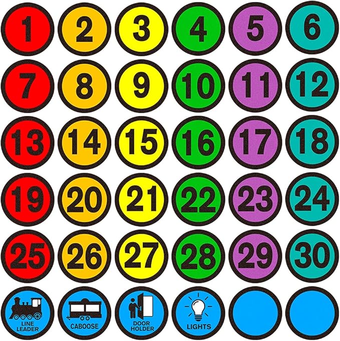 WhatSign Line up Spots for Classroom Floor Stickers - 36Pcs Number Stickers Floor Numbers for Classroom Lining up for Back to School Kindergarten Preschool Elementary Supplies