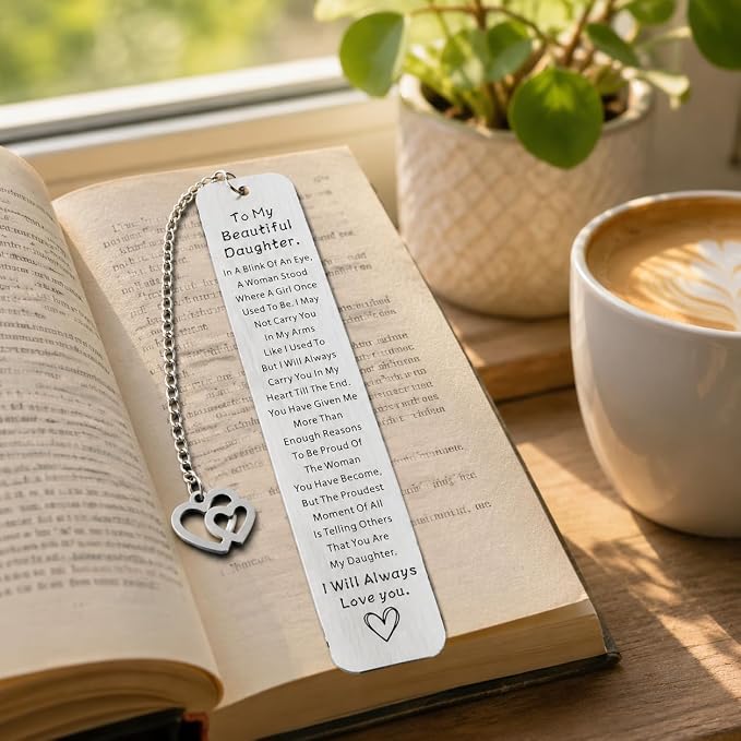 Inspirational Daughter Bookmark Graduation Gifts, to My Daughter 16th 18th 21st Birthday Gift for Daughters from Mom Dad, Book Accessory for Book Lovers, Girls Dorm Room Essentials Back to School