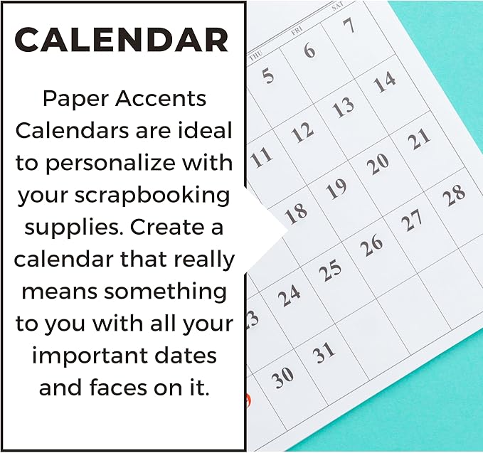Accent Design Paper Accents DIY 8x8 Blank Calendar – 14-Month White Blank Calendar Sheets for Wall, Desk, or Planner – Undated Customizable Monthly Organizer