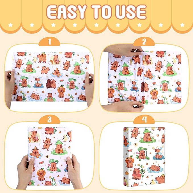 Fuyoooo 6 Pcs Stretchable Book Covers up to 9 x 11 Inches Nylon Fabric Jumbo Book Sleeves Washable Durable Reusable Cover Protector for Hardcover Textbooks Notebook (Capybara)
