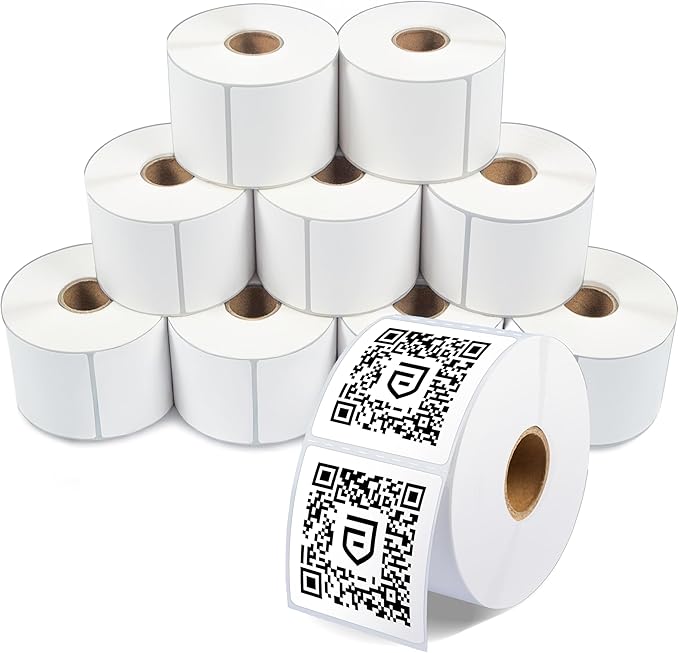 Aegis Adhesives - 2.5" X 2.5" Square Direct Thermal Labels (7080 Count, 12 Rolls) - QR Code Stickers, Address Tags, Barcode Labels, Product Packaging - Compatible with Zebra and Rollo Printers