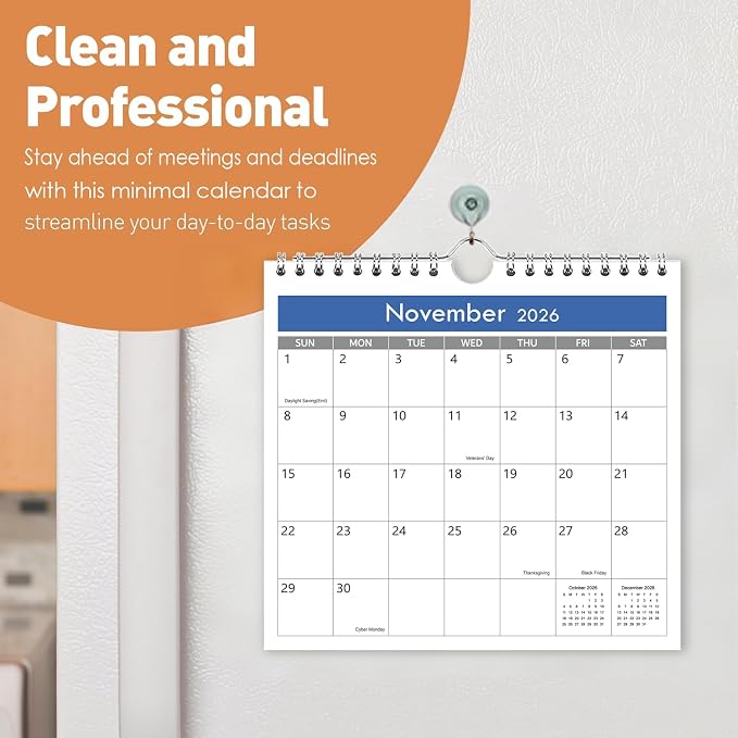 Mini Calendar 2026-2027, 7'' x 7'' Small Calendar Runs from July 2026 unitl December 2027, Little Wall Calendar for Wall, Desk, Bulletin Board or Fridge
