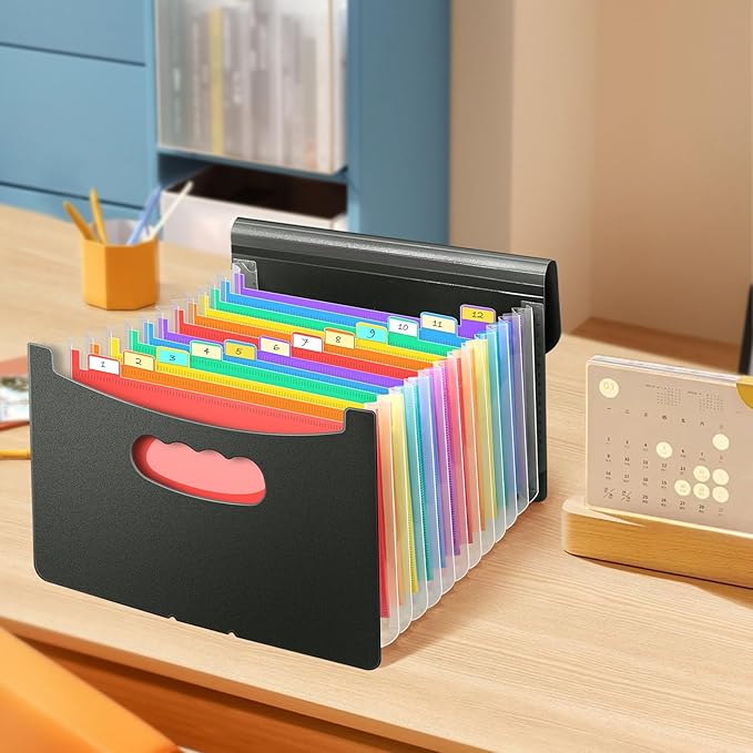 Vowcarol 5x8 Index Card Holder, 5x8 Index Cards Organizer, Expanding Storage Box