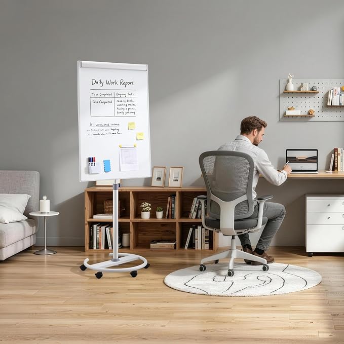 MAKELLO Rolling Whiteboard, Height Adjustable Dry Erase Board on Wheels, Mobile White Board for Office School Classroom Home Restaurant, Aluminum Frame, 40x26 in