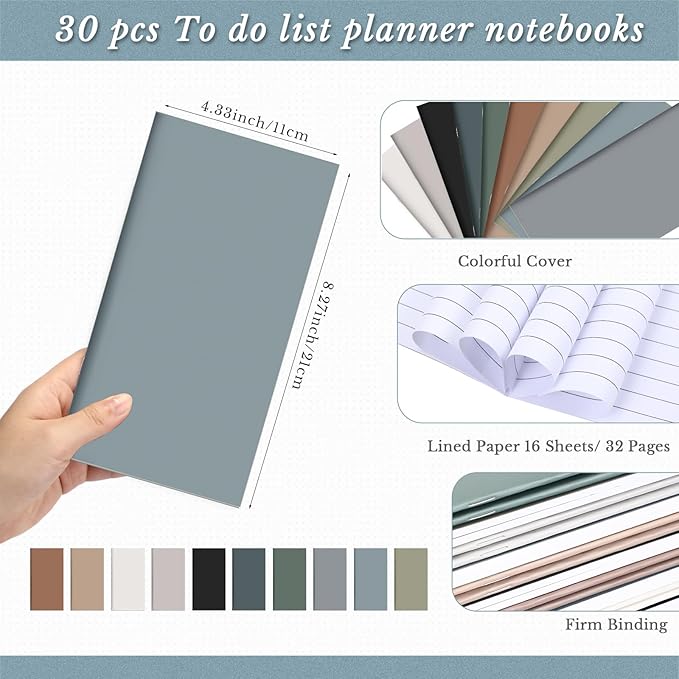 Qilery 30 Pcs 2026-2027 Daily Weekly Planner Bulk Employee Appreciation Gifts Small Pocket Journal to Do List Goals Notepad for Patient Access Week Nurse Team Coworkers Teacher (Neutral Color)