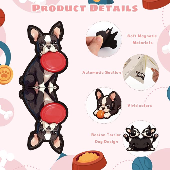 Magnetic Bookmarks 15Pcs Boston Terrier Dog Bookmark, Cute Animals Bookmark for Dog Lovers and Pet Owners, Book Lovers Gifts, Funny Dog Book Marks for Reading Lovers, Women,Kids