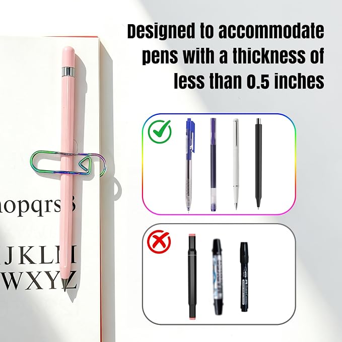 Oversized Paper Clip with Pen Holder, 15 Pack Metal Jumbo Paperclip Pen Clip Desk Organizer, Paperclip & Pen Loop 2 in 1 for Office Home School Decoration and Stationery Storage