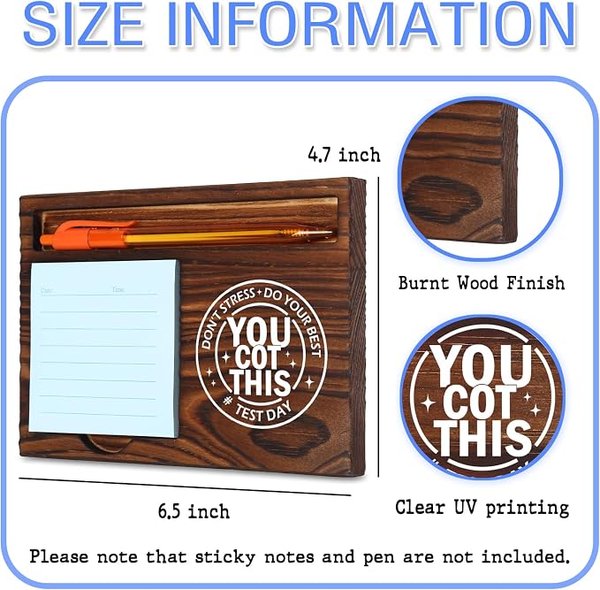 You Got This Test Day Motivation Self-Stick Note Pad Holder Encouragement Gift for Students Teachers Test-Takers Functional and Stylish Desk Organizer, Work Desk Retro Note Pad Holder SDZ354