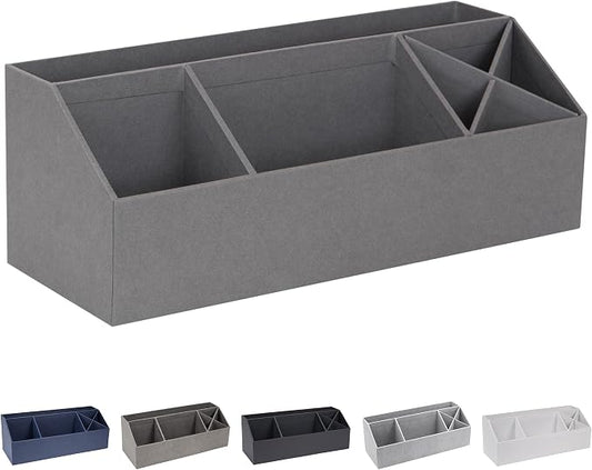 Bigso Elisa Desktop Organizer, Durable Office Desk Organizer for Office Supplies and Accessories, Desk Organizer with 7 Compartments for Customizable Organization,13.1”x4.9”x4.9”, Grey