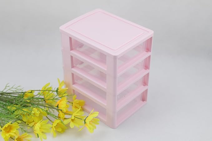 Girls Cute Lovely Color Storage Box Desktop Organizer Bathroom Bedroom Jewelry Storage Box For Storing Small Items (4 layers)