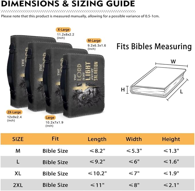 Retro Religious Style Cross Lion Bible Case with Bookmark Waterproof Bible Cover Case for Women Lightweight Bible Bag with Handle Pockets Church Book Bag Grey