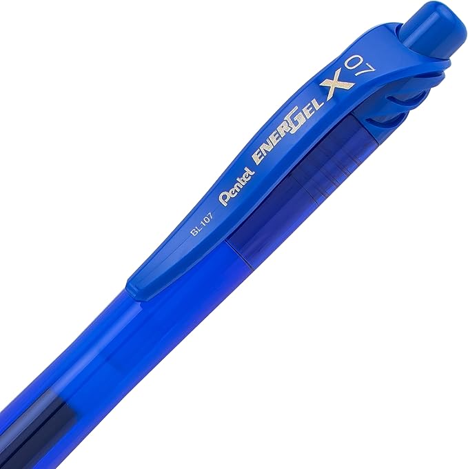 Pentel EnerGel-X Retractable Liquid Gel Pen, 0.7 mm, Blue, Pack of 12