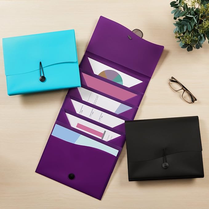 Avery Slide & View Expanding File Folder, 6 Pockets, Letter Size, 1 Black Folder (73542)