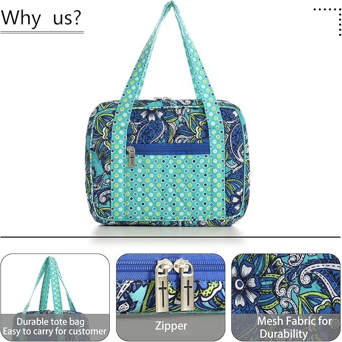 DIWI Quilted Bible Cover Large 10x7x2.75, Blue, Morning Glory