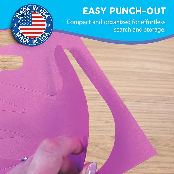48 Piece Handprint Happy Cutouts with IDEA Guide, US Made 2-Sided Brightly Colored Card Stock Punch Out Handprint Paper Accents for Bulletin Boards, Classroom Decor, Back to School & DIY Crafting