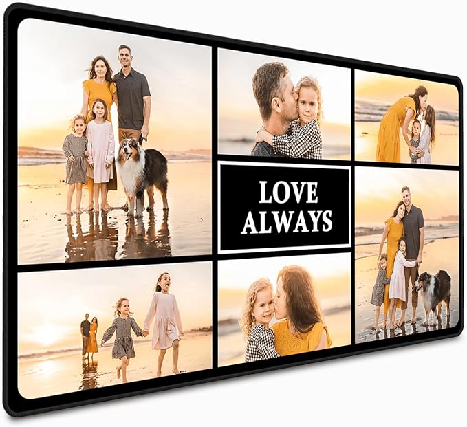 Custom Desk Mat, Customized Large Mouse Pad with 6 Photos, Desk Pad for Keyboard Mouse, 16 * 29.5in Gaming Pad, Love Always, Desk Accessories for Men, Computer Desk Mat, Birthday Gift for bf