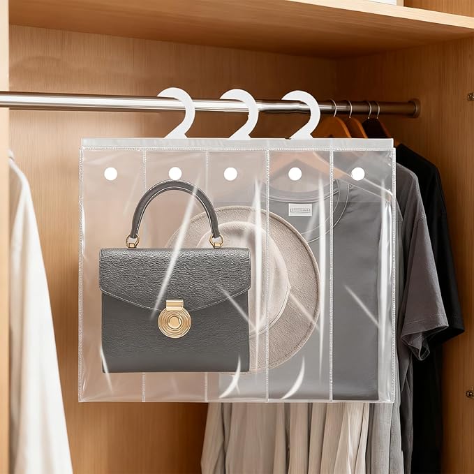 30 PCS Hanging Storage Bags with Hanger 11.8 x 15.7 inch Headphone Organizer Bags Scrapbook Paper Organizer Large Hook Waterproof & Dustproof Clear Plastic Bag Reusable for Classroom, and Pharmacy Use