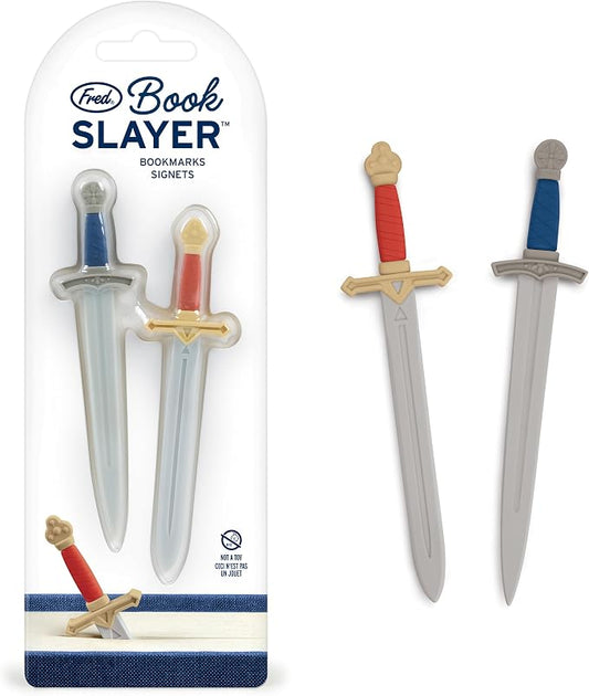 Genuine Fred Book Slayer Sword Bookmarks, Set of 2 Page Markers, Soft and Flexible Silicone, 4.1" Tall, for Epic Fantasy Readers and Book Lovers