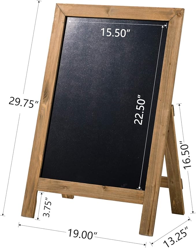 Glitzhome A-Frame Chalkboard Sign 30"x20" Wooden Sandwich Board Easel Sign Outdoor Standing Wall Chalkboard for Restaurants, Cafes, Weddings(Wood Color)