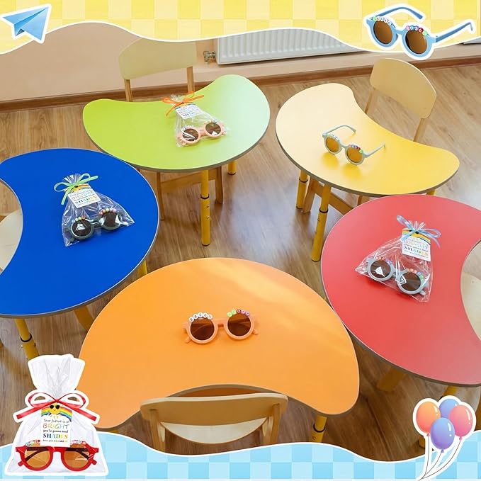 Kanayu 24 Sets End of Year DIY Sunglasses Kit for Class Souvenirs Gifts, Graduation Party Decorations with Beads, Encouraging Cards and Gift Bags DIY Name Sunglasses Students Graduation Return Gift