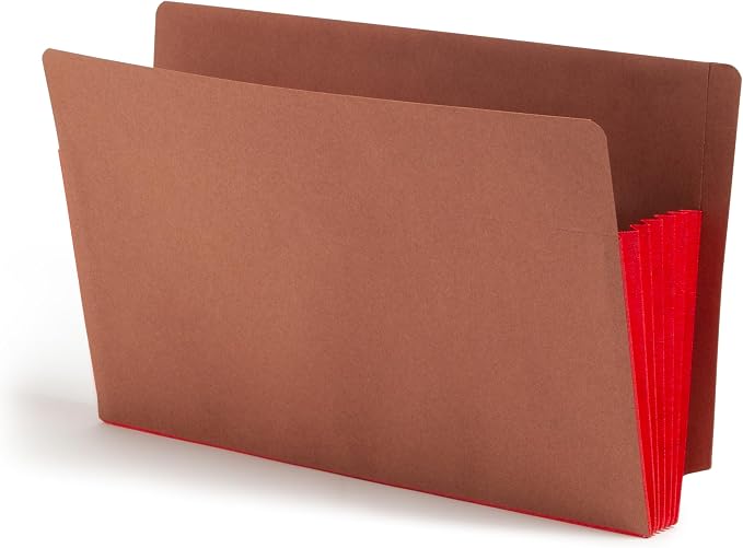 Smead End Tab Pocket, Reinforced Straight-Cut Tab, 5-1/4" Expansion, Extra Wide Legal Size, Redrope with Red Gusset, 10 per Box (74696)