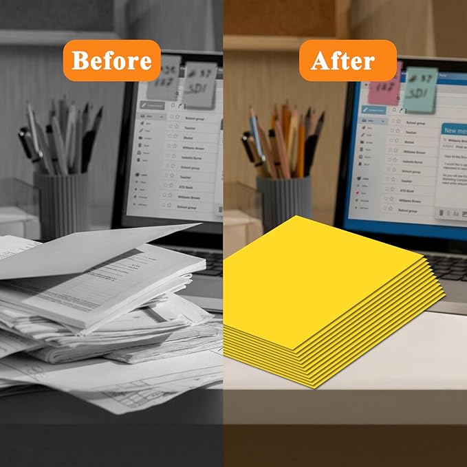 pmybupo 50Pcs Yellow with Pockets-2 Pocket Folders for Documents,Cute Paper Folders for Filing Cabinet,School,Office,Resume Portfolio