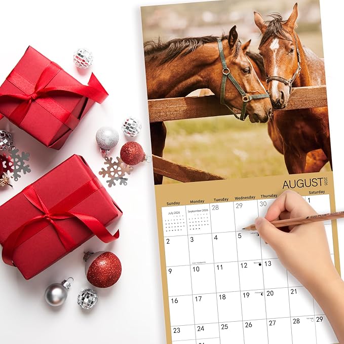 2026 Wall Calendar,Calendar 2026,Horse Cattle Monthly Wall Calendar, 12" x 24" Open,Family Planner Calendar, Home & Office Organizer,Hangable