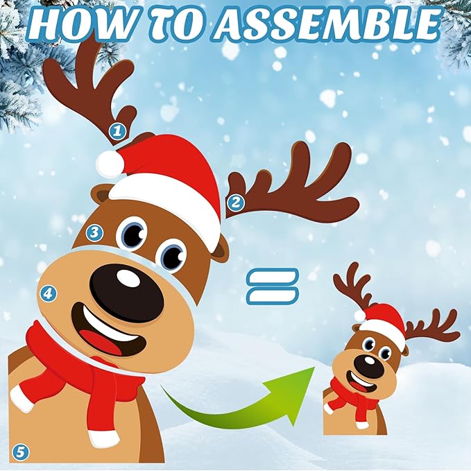 Large Cristmas Bulletin Board for Decor Oh Deer Winter is Here Reindeer Bulletin Boards Set Snowflakes Paper Cutouts Christmas Decorations for Classroom Wall Holiday School Party Supplies