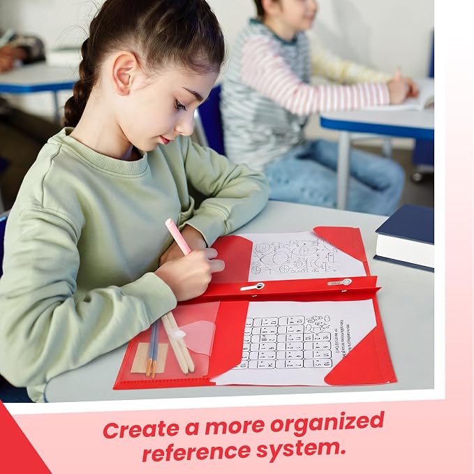 Kosiz 24 Pcs 2 Pocket Folders with Prongs, Paper Folders with 2 Pockets and 3 Prongs Fit Letter Size Paper, Back to School File Document Organizer for School Office Home Supplies (Red)