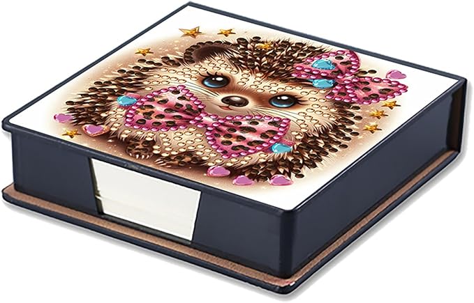 Hedgehog Diamonds Painting Kit Note Box,Animal Memo Paper Storage Box Diamond Art,Sticky Note Holder Diamond Art,Diamond Painting Memo Pad For Office Desk. (Hedgehog)
