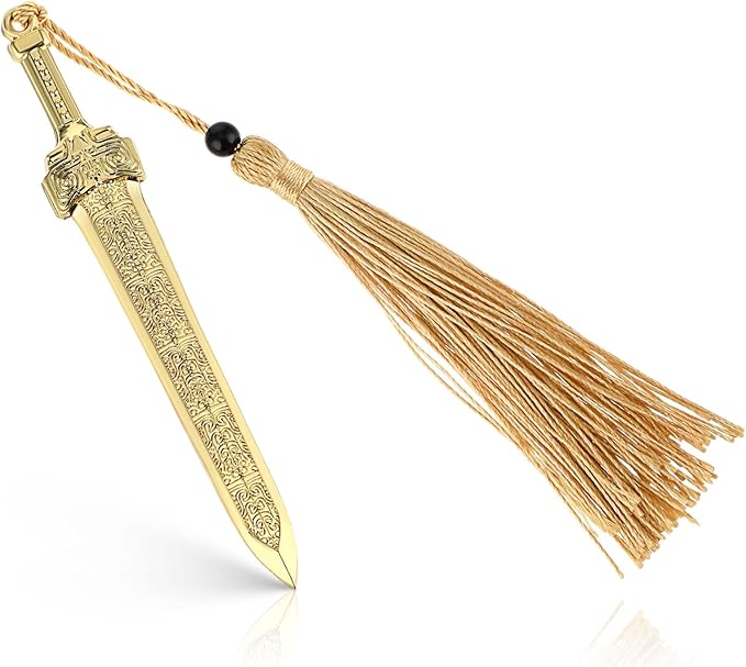 Tyqour Sword Bookmark for Book Lovers with Tassels Metal Book Mark Vintage Bookmark for Men Women Office School Home Library Bookstore