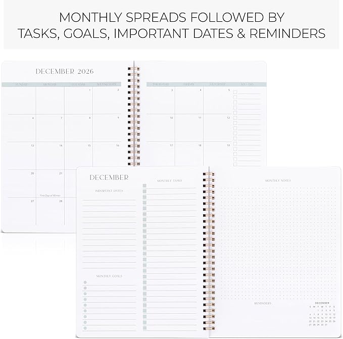 Beautiful 2025-2026 Monthly Planner and Calendar Book - To Do List Notebook That Easily Organizes Your Tasks to Boost Productivity - Runs From January 2025 Until December 2026