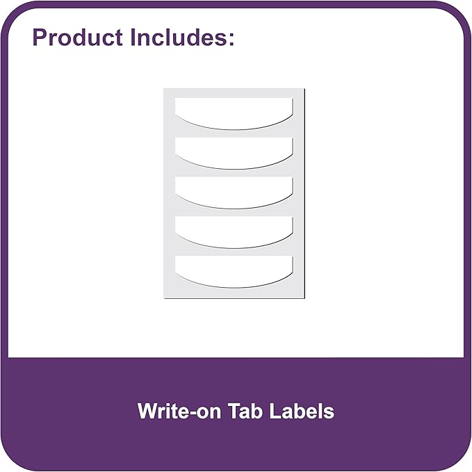 C-Line Mini Size 5-Tab Poly Index Dividers with Pockets, for 5.5 x 8.5, 6 x 9 and 8.5 x 11 Binders, Assorted Colors, One 5-Tab Set (03750)