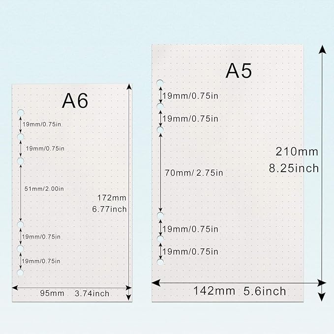 A6 Refill Paper, [3 Pack] Toplive 100GSM Thick Refillable Paper 6 Hole Filler Inserts Loose Leaf Paper 135 Sheets (270 Pages) for 6 Ring Binder Journal Notebook-Dotted Paper