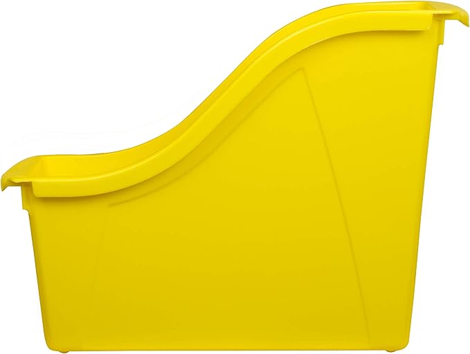 Storex Small Book Bin – Interlocking Plastic Organizer for Home, Office and Classroom, Assorted STEM, 6-Pack (70113A06C)