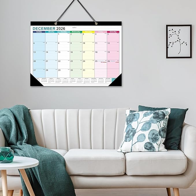 ZTX Desk Calendar 2026 Calendar Wall Calendars 2026-2027-18 Month Planner Extra Large 22"x17" Jan. 2026-Jun.2027 Clear Plastic Cover for Home Office School Colorful